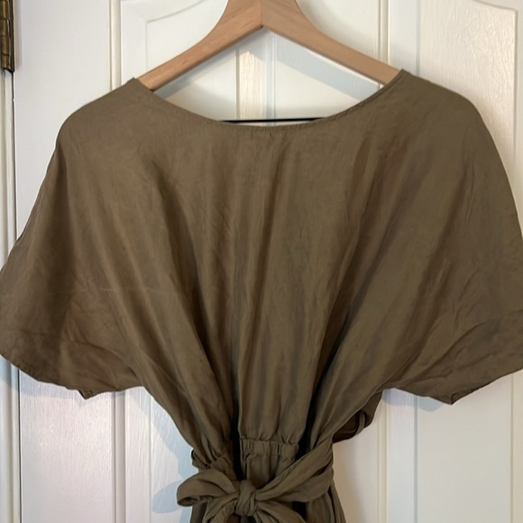 Vetta | Capsule The Convertible Wrap Mini Dress Khaki Small Minimalist Linen - Picture 8 of 13